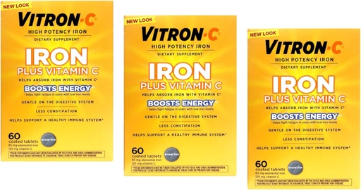 [BRSWKHD2OMPG2D36] Vitron-C High Potency Iron Supplement med Vitamin C, LimitedQuantity (180 greve Total)