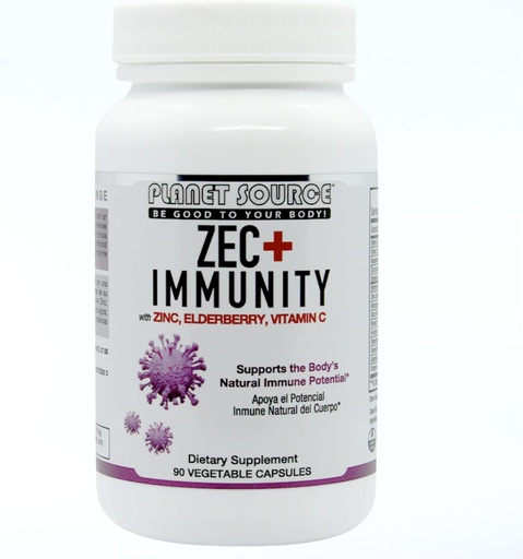 [BRSRMFALCQMQOHLZ] ZEC+ Immunity - Adult Vitamins with Zinc, Elderberry, and Vitamin C - Natural Elderberry Immune Support Supplement for Healthy Living - 90 Count Veggie Capsules