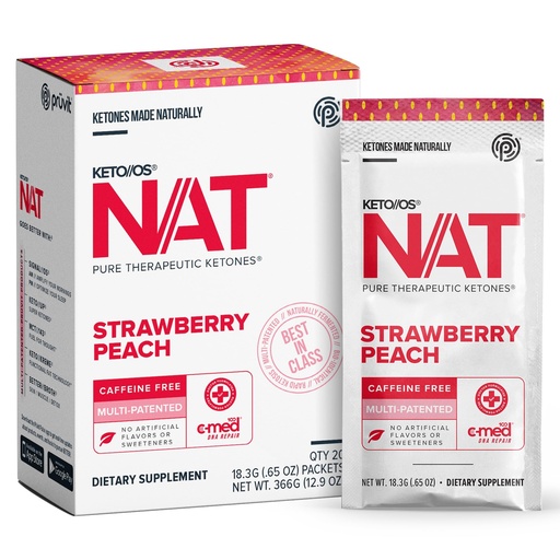 [BRSWYHABOIFGOF3Z] PRÜVIT OS NAT Strawberry Peach Keto Supplements – Caffeine Free - for Men and Women (20 Count)