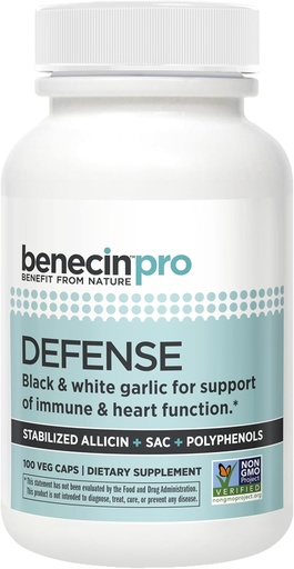 [BRSRA2YTBBYGM2DB] Benecin Defense PRO 3000 mcg Stabilized Allicin per Capsule tención Plus high Amounts of SAC &amp; Polyphenols from Black Garlic TEN Powerful Support of Immune & Heart Function Vegetarian Caps (Pack of 100)