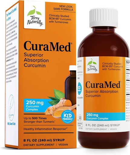 [BRSWG2YQBEOWKCIV] Terry Naturally CuraMed Syrup - Brain & Immune Health Support Supplement - Curcumin Absorption Formula with Turmeric Essential Oil - Gluten-Free & Vegan Supplement - 8 fl oz
