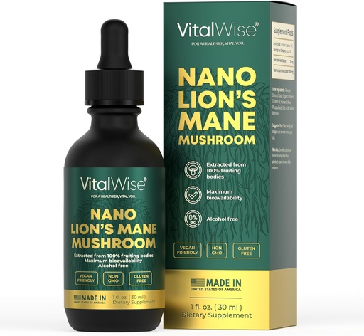[BRSROAA5BV7RSALZ] Nano Lion's Mane Mushroom Tintura - Absorción rápida y máxima Cerebro &amp; Apoyo inmunitario Extracto líquido orgánico para la memoria natural, enfoque &amp; claridad