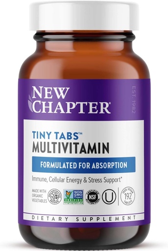 [BRSWIZQRPJ7R4HTE] New Chapter Tiny Tabs Multivitamin with 20+ Nutrients for Immune, Cellular Energy & Stress Support, Including Vitamin D3 + B Vitamins, 192 Count