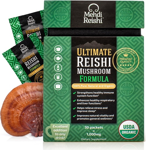 [BRSWKE34DMPGOETK] Ultimate Reishi Mushroom Formula – 30 Servings –100% Pure, Premium and Organic Reishi Extract and Spores Powder - Ganoderma Lucidum, Lingzhi - High Potency Powder (30 Grams)