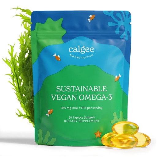 [BRSW2ZYLCIOQGHL3] Calgee Algae Omega 3 Supplement, 450mg DHA & EPA, Carrageenan-Free & Sorbitol-Free, Vegan Softgels, Third-Party Tested, Plant-Based Fish Oil Alternative, Non-GMO, 60 Count