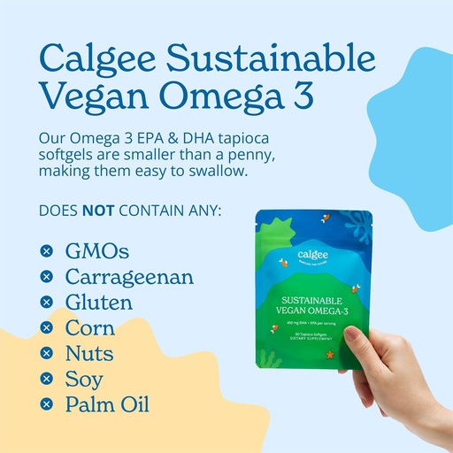 [BRSW2ZYLCIOQGHL3] Calgee Omega Vegan 3-450mg DHA & EPA Fatty Acids - Xüsusi Algae Oil - Bitki-based Fish Oil Alternative - Carrageenan-Free Softgels (60 Ct)