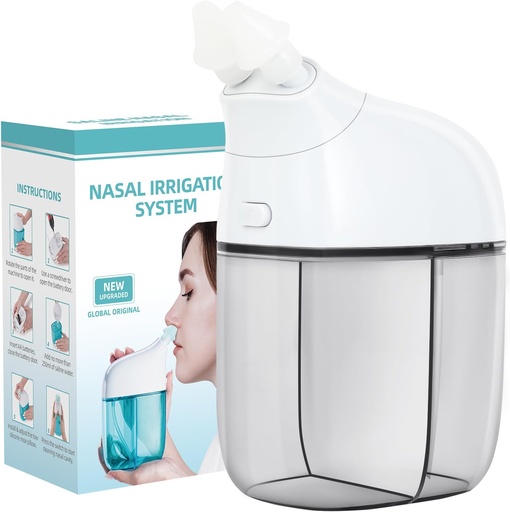 [BRSRAZL7DMGWYCQ6] Nasal Irrigation System, Nasal Care, Sinus Rinse Machine, Nasal Rinse Machine, Nasal Cleaner with Auto Waste Collection Function for Sinus, Runny Nose, Nasal Congestion Grey