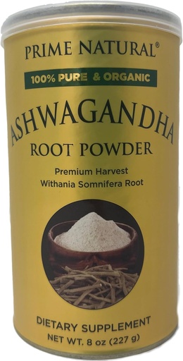 [BRSW2HAOCR5B4HTH] PRIME NATURAL Ashwagandha Root Powder 8oz | Ayurvedic Adaptogen for Calm, Vitality, Boosts Energy, Stamina | Pure, Raw, Vegan