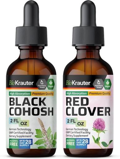 [BRSRAGQQOZ4AK3DZ] BIO KRAUTER Black Cohosh Tincture 2 Fl. Oz. & Red Clover Tincture 2 Fl. Oz.