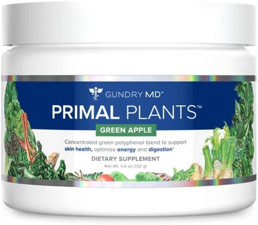 [BRSROAI5AAFB42TA] Gundry MD Primal Plants MTHF Greens Powder Superfood supplement to Support Skin Health, Optimize Energy and Digestion, 1 Full Serving of Vegetables - Green Apple Flavor (30 Servings) (New Formula)