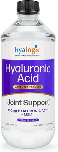 [BRSW2CY2CR6QADT6] Hyalogic Hyaluronic Acid Liquid Supplement - 100mg High Molecular Weight Hyaluronic Acid for Joints, MSM Advanced Joint Support, Vegan Oral Hydration Formula, 12 oz