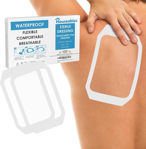 [BRSWGBABOEAWK3A4] Houseables Waterproof Bandages, Transparent Film Dressing, Waterproof Bandages Post Surgical, 6x8, Wound Cover, Transparent Dressing, Wound Covers for Showering, Water Proof Patches for Skin, Large