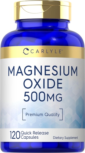 [BRSROEA2CJ6GAHTJ] Carlyle Magnesium Oxide 500mg | 120 Capsules | Premium Quality | Non-GMO and Gluten Free Supplement