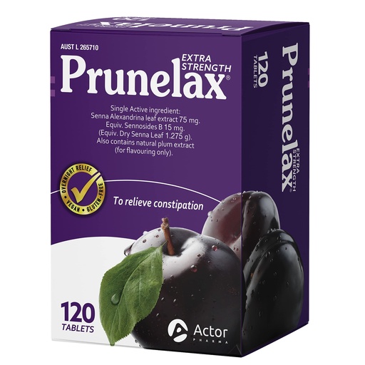[BRSWGATRDF7GACQ7] Prunelax Tablets - Extra Strength Natural Laxative Supplement Containing High Strength Senna for Constipation Relief & Restore Normal Bowel Motion - 2X 60ct (120 Total Tablets)