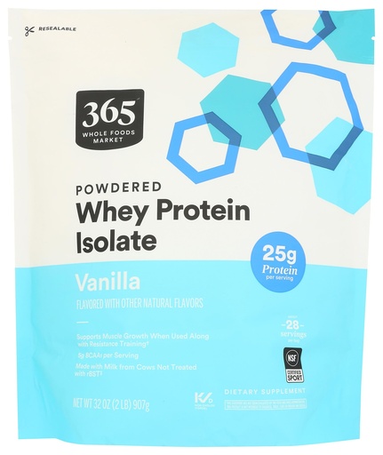 [BRSROA32BB4AGDI6] 365 by Whole Foods Market, Whey Protein Isolate, Vanilla, 32 Ounce
