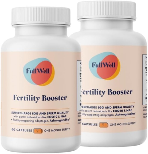 [BRSROZIFC55A42Y4] FullWell Fertility Booster para homes e mulleres | Apoio á conceptualización para unha calidade de ovo saudable, motilidade e forza Sperm |Formulación dietética | Ashwagandha, CoQ10 & NAC, 3rd Party Tested, 60 Servizos