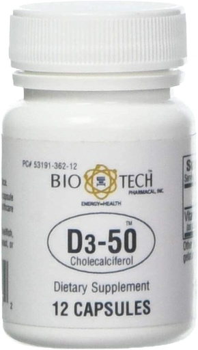 [BRSWIG3YA4BGIDT4] Bio-Tech Pharmacal Vitamin D3 (D3-50 50k IU, 12 Conde)