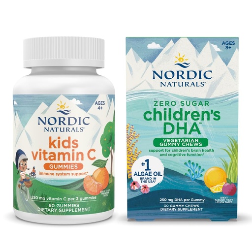 [BRSROBQKCAORMEL2] Nordic Naturals Starter Pack - Children's DHA Veg Gummy Chews and Kids Vitamin C Gummies