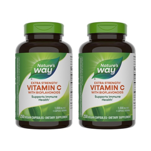 [BRSWYFT4AUBBSE3P] Nature's Way Extra Strength(1) Vitamin C with Bioflavonoids, Supports Immune Health*, Promotes Collagen Production for Healthy Skin*, 1,000 mg per Capsule, 250 Vegan Capsules (Packaging May Vary)