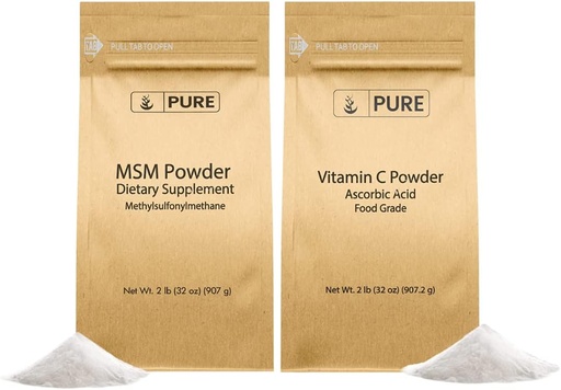[BRSROZALOYORUF3G] PURE ORIGINAL INGREDIENTS Vitamin C Powder & Methylsulfonylmethane MSM Powder Bundle, (2 lb) Always Pure, Dietary Supplements