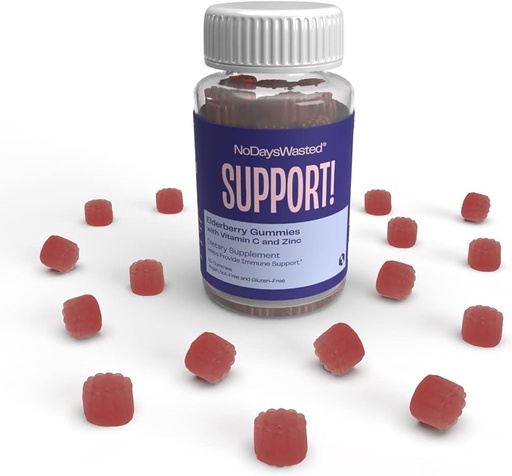 [BRSWYCQQAANBMHYU] Immune Support Gummies - No Days Wasted - 60 Count - Help Support Strong Immune System - Elderberry, Vitamin C and Zinc Gummy - Herbal Dietary Supplement - Vegan Plant Based, Gluten Free, Nut Free