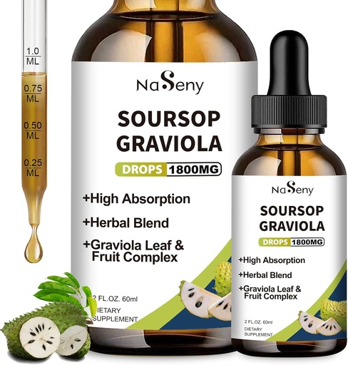 [BRSRAFIRBV7AK3I3] Soursop Bitters Liquid, Soursop Bitters voor Immune, Antioxidant, Digestief, Graviola Fruit en Blad Extract Drop, Kruidenextract met Vitamine voor Cell Support & Regeneration, Dagelijks Supplement, 2 FL OZ