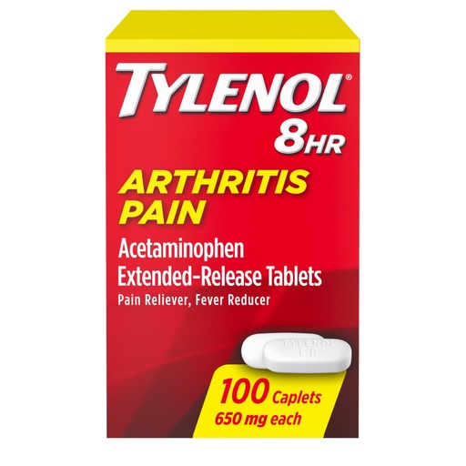 [BRSWIZL6CUIAOADU] Tylenol 8HR Arthritis Pain Relief Caplets, Fast, Strong Pain Relief, 650 mg Acetaminophen for Minor Arthritis & Joint Pain, Fever Reducer, Extended Release, Won't Irritate Stomach, 100 Count