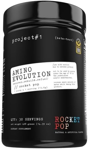 [BRSROHYYOUIWO2Q4] Project #1 AminoEVolution: Muscle Support & Recovery - BCAAs, EAAs, Electrolytes & Keto Friendly Energy Boost - Pre & Post Workout Powder for Men & Women - RocketPop Flavor - 30 Servings