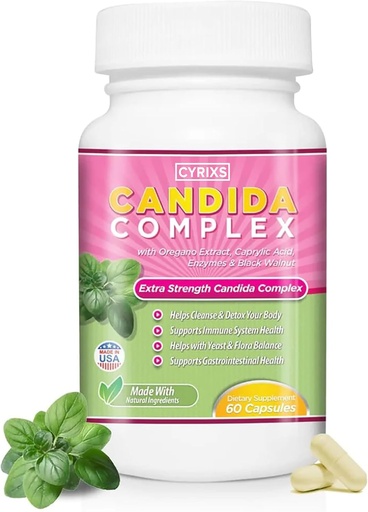 [BRSWKGYFCEORCGTE] Candida Complex | Boost Your Immune System | All Natural Gut Cleanse with Herbs, Antifungals, Enzymes and Probiotics | Eliminates Candida | Prevents Reoccurrence