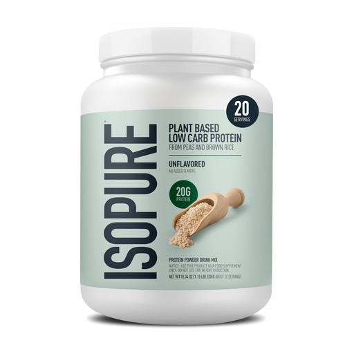 [BRSWGAQDDEMGE2Y4] Isopure Plant-Based Protein Powder – 20g Organic Pea and Rice Protein with a Complete Amino Acid Profile – Supports Muscle Recovery & Lean Nutrition, Unflavored, 20 Servings