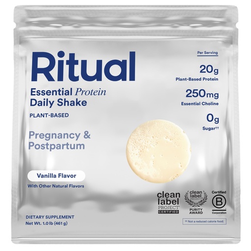 [BRSRAA3YBYNGA2TH] Ritual Prenatal Vegan Protein Powder - 20g Pea Protein and Choline to Support Pregnancy, Postpartum, Lactation and Lean Muscle* - Tested for Heavy Metals - Sugar Free** - Non-GMO - Vanilla - 1 Lbs