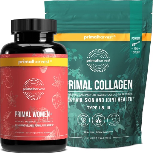 [BRSROEAHBMOWA2TH] Primal Harvest Multivitamin & Collagen Powder Supplements for Women, Bundle