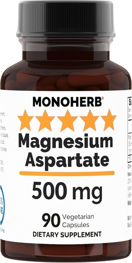 [BRSRA2T3PJ6RMYDG] Magneziu Aspartat 500 mg per capsulă - 90 Capsule vegetale