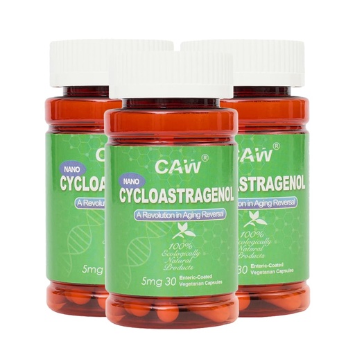 [BRSWKFA2PMMAC2TU] CAW Nano Cycloastragenol 5Mg | Telomere Length Anti-Aging | DNA Repair Cell Health | 30 Enteric-Coated Capsules (3 Bottles