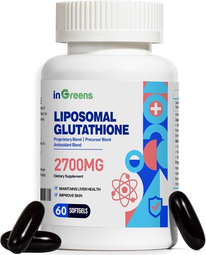 [BRSROEADDENBQCTU] 2700 MG Liposomal Glutathione Supplement, Max Absorption, Active Form L Glutathione reductase (GSH), with Hyaluronic Acid, Resveratrol, Powerful Antioxidant, Health Aging, 60 Softgels