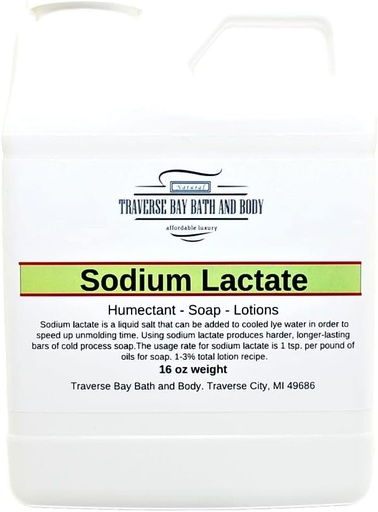 [BRSWGZAPAR6AEALL] Traverse Bay Bath and Body Sodium lactate, 16 oz, Safety sealed container. 60% concentration USP Natural Preservative made in the USA