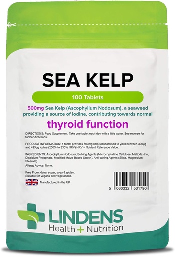 [BRSWIGAKCEPACGTE] Lindens Kelp Tablets 100 x 500mg High Potency 1-a-Day