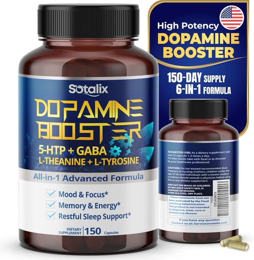 [BRSROGT3CEDWYCA4] 5-HTP + GABA L-Theanine + L-Tyrosine - Mood & Focus, Memory & Energy, Restful Sleep Support - USA Made & Tested (1eko paketea)