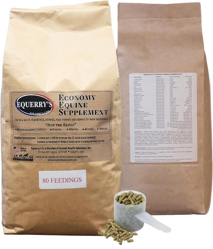 [BRSWICQQAF6RQGD2] Equerry's Economy Equine Supplement - Horse Probiotics | Supplement for Horses | Horse Vitamins and Minerals Supplement with Enzymes and Selenium, 10lb