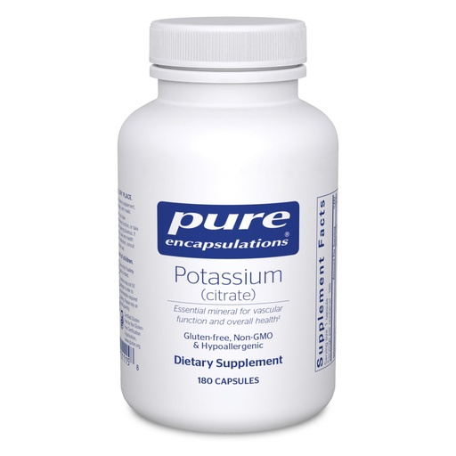 [BRSWIZQNCAGGC33G] Pure Encapsulations Potassium (Citrate) - Essential Electrolyte Supplement to Support Nerve & Muscle Function, Adrenals, Hormones, Heart Health & Energy* - Potassium Citrate Capsule - 180 Capsules