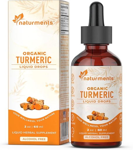 [BRSW2GICBYAQG3Q4] Naturments Turmeric Curcumin Liquid: Certified Organic Turmeric Curcumin with Ginger & Black Pepper- Joint Support, Immune & Digestive Support, Graceful Aging - 2 Fl Oz