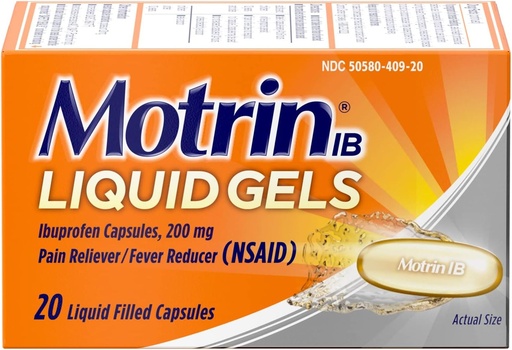 [BRSWGZ33CIBRSG3X] Motrin IB 200mg Liquid Gels - 20 ct, Pack of 3