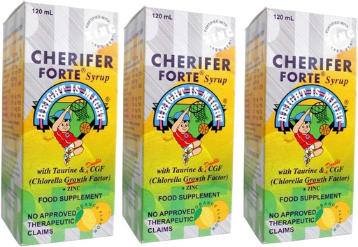[BRSWKF32AV5B6A3I] 3 CHERIFER Forte Syrup w/Tauriini & Double Klorella kasvutekijä + sinkki 120ml