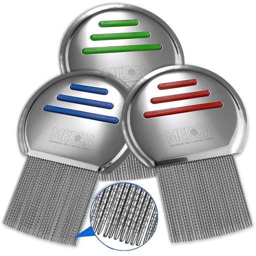 [BRSWGGL6OECQ4EL2] Lice Comb - (Pack of 3) Head Lice Treatment that's Individually Packaged Professional Stainless Steel Louse and Nit Combs Removes Eggs with Rounded Tips for Comfort