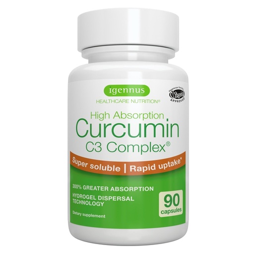 [BRSROBD4CMHBME3B] Igennus Advanced Curcumin C3 Complex, 300% Greater Absorption & Rapid Uptake, 95% Standardised Extract, 90 Servings, Clean Label, Vegan Supplement, 1-a-Day, 90 Capsules