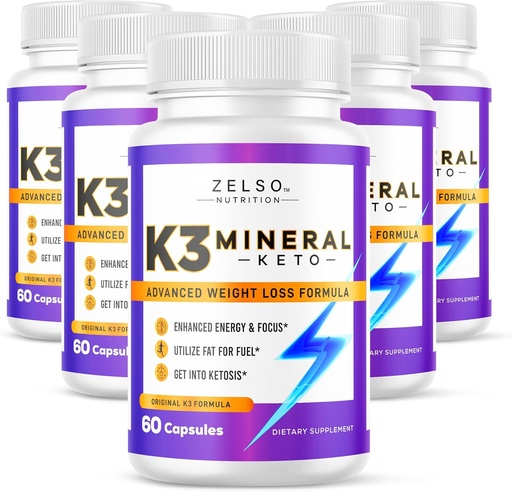[BRSROAQYPMGWEDI6] ZELSO (5 Pack) K3 Mineral Weight Loss Pills for Women and Men, K3 Mineral Pills - K3 Salt Mineral, Vitamin + K3 Capsules Supplement for Keto Weight Loss - 5 Months Supply
