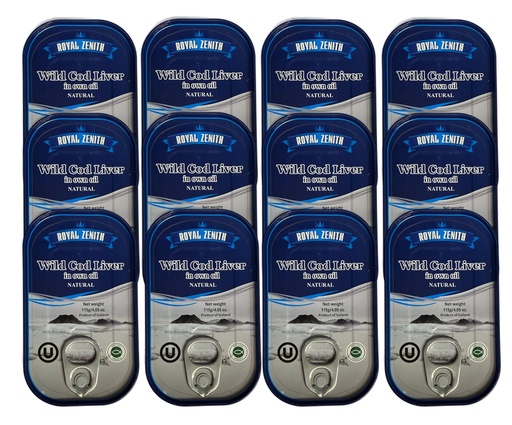 [BRSW2GI6BEGQG3L2] Royal Zenith Icelandic Wild Cod Liver 4.05oz/115g Pack of 12