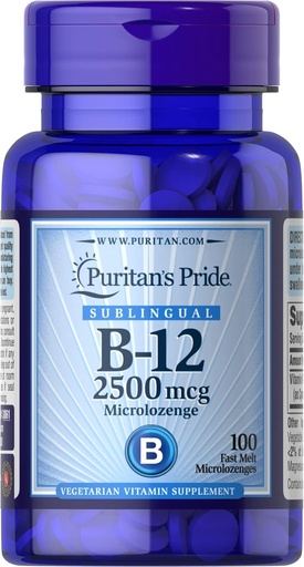 [BRSWIZAYC5YR63LA] Puritan's Pride Vitamin B-12 2500 mcg Microlozenges, 100 Count