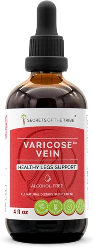 [BRSWGZ3QCQFGEGT4] Secrets of the Tribe Varicose Vein Alcohol-Free, Glycerite Butcher's Broom, Horse Chestnut, Bilberry, Cayenne, Gotu Kola, Grape. Tincture, Herbal Extract Healthy Legs Support 4 OZ