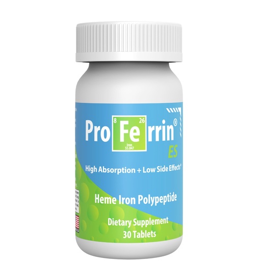 [BRSWIHYDCMPQ2A3I] Proferrin ES- 10.5mg of high Absorbing Heme Iron Polypeptide. Made in the USA. 30 Tablets. Easy on the Gut. Not affected by Coffee, Calcium, or PPI's.